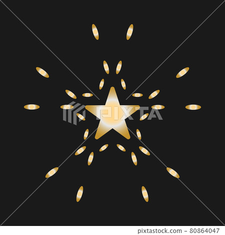 Star shining icon. Gold white gradient. Black background. Vector 80864047