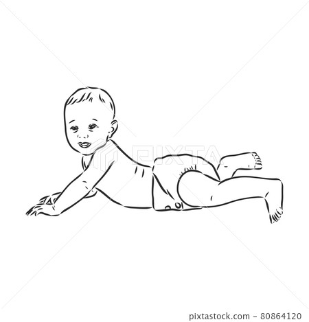 Baby figure. Front, side and back view. Beautiful body boy, character child, vector illustration Baby figure. Front, side and back view. Beautiful body boy, character child, vector illustration 80864120