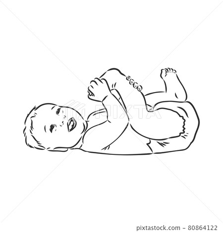 Baby figure. Front, side and back view. Beautiful body boy, character child, vector illustration 80864122
