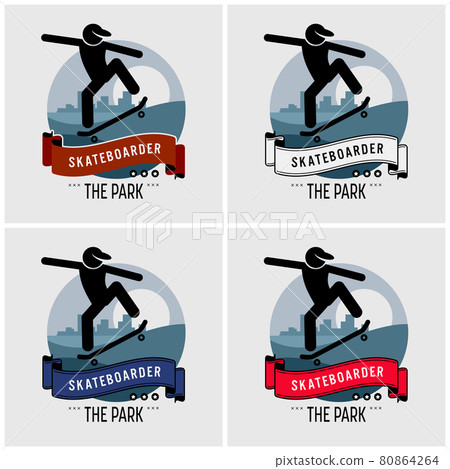 Skateboarder club logo design. Vector artwork for professional skateboarding sport. 80864264