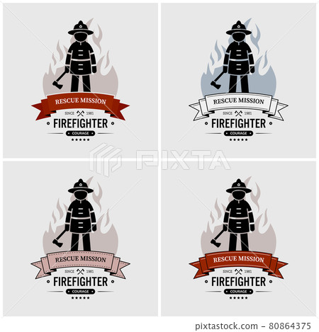 Fireman logo design. Vector artwork of fire station or fire department. 80864375