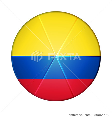 Glass light ball with flag of Colombia. Round sphere, template icon. Colombian national symbol. Glossy realistic ball, 3D abstract vector illustration highlighted on a white background. Big bubble Glass light ball with flag of Colombia. Round sphere, template icon. Colombian national symbol. Glossy realistic ball, 3D abstract vector illustration highlighted on a white background. Big bubble 80864489