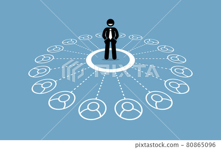 Businessman with many contacts and strong business network. Businessman with many contacts and strong business network. 80865096