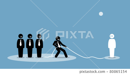 Businessman pulling connection and talent to join his company team. 80865154