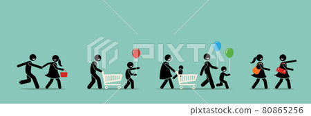 Happy shoppers go to shopping sales carnival and event. 80865256