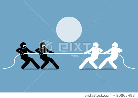 Tug of war. Vector artwork depicts power struggle, competition, and opposition. Tug of war. Vector artwork depicts power struggle, competition, and opposition. 80865498