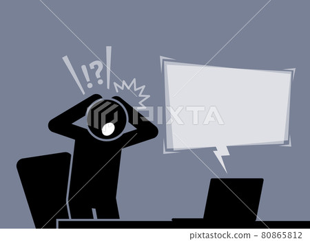 Man is feeling shocked and surprised after reading the news from the Internet. Man is feeling shocked and surprised after reading the news from the Internet. 80865812