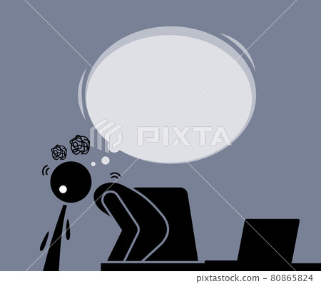 Man vomits and pukes after watching the Internet from the computer. Man vomits and pukes after watching the Internet from the computer. 80865824
