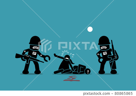 Robot soldiers conquering humanity. 80865865