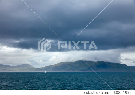 Sailboat at Sound of Mull Inner Hebrides Scotland UK 80865953