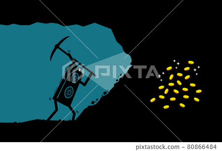 Graphic Card or GPU worker mining digital cryptocurrency coin or money at mining site. Vector illustration clip arts concept of mining crypto currency, digital currencies industry, and GPU farming. Graphic Card or GPU worker mining digital cryptocurrency coin or money at mining site. Vector illustration clip arts concept of mining crypto currency, digital currencies industry, and GPU farming. 80866484