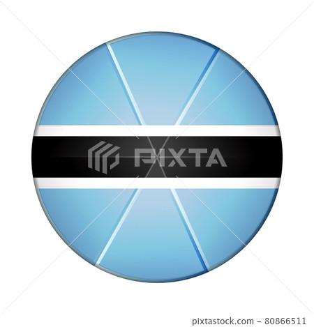 Glass light ball with flag of Botswana. Round sphere, template icon. National symbol. Glossy realistic ball, 3D abstract vector illustration highlighted on a white background. Big bubble 80866511