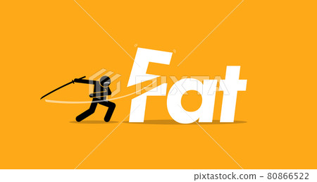 Cutting unhealthy fat food for healthy diet. Vector artwork concept of healthy lifestyle, good diet, and stop eating trans fats. Cutting unhealthy fat food for healthy diet. Vector artwork concept of healthy lifestyle, good diet, and stop eating trans fats. 80866522