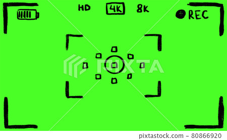 Camera Frame viewfinder screen doodle mockup. Simple hand drawn video camera viewfinder. Sketch camera rec interface template. 80866920