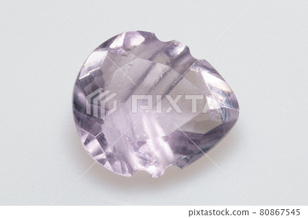 Natural stone purple amethyst on a white background 80867545