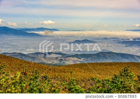 View toward Fukushima City from Mt. Adatara and Yakushidake Panorama Park 80867893