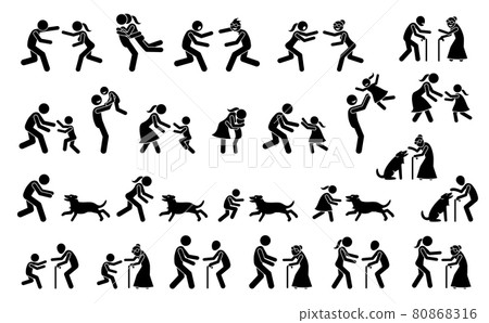 People running toward each other to hug after...-插圖素材 [80868316] - PIXTA圖庫