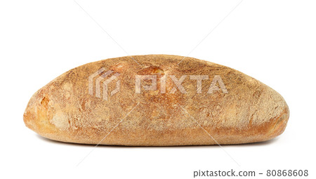 oblong baked bread made from white wheat flour on a white plate, crispy bun oblong baked bread made from white wheat flour on a white plate, crispy bun 80868608