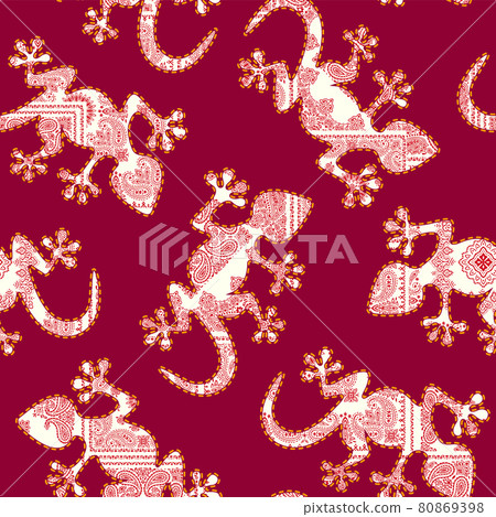 蜥蜴剪影的頭巾圖案 80869398