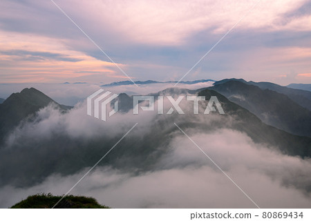 A sea of clouds over the Joetsu border at dusk A sea of clouds over the Joetsu border at dusk 80869434