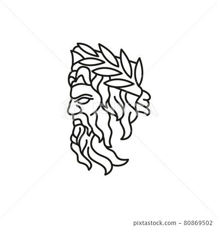 Greek god Zeus Line Art Logo. Ancient Greek God Sculpture Philosopher. Face Zeus Triton Neptune Logo Design Greek god Zeus Line Art Logo. Ancient Greek God Sculpture Philosopher. Face Zeus Triton Neptune Logo Design 80869502