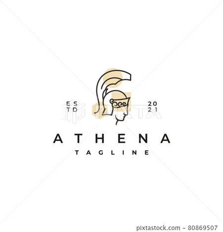 Goddess greek Athena Line art Logo Design template. Elegant, luxury, premium vector Goddess greek Athena Line art Logo Design template. Elegant, luxury, premium vector 80869507