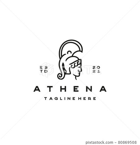 Goddess greek Athena Line art Logo Design template. Elegant, luxury, premium vector Goddess greek Athena Line art Logo Design template. Elegant, luxury, premium vector 80869508