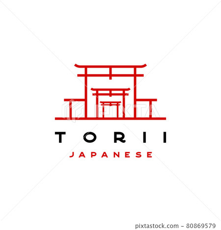 Japanese Torii Gate Temple Logo Vector Illustration Japanese Torii Gate Temple Logo Vector Illustration 80869579
