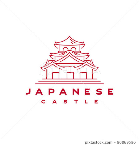 Japanese Castle Outline Line Monoline Logo Design Japanese Castle Outline Line Monoline Logo Design 80869580