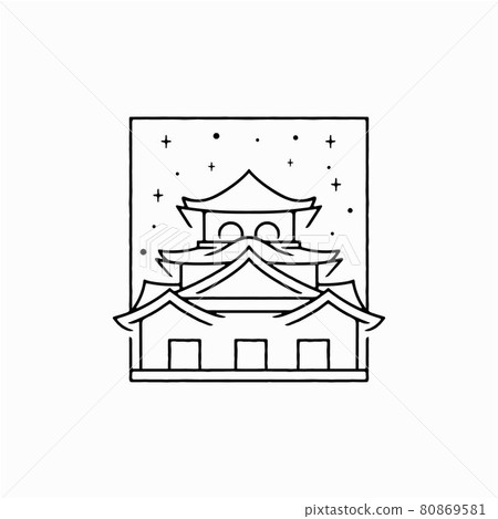 Japanese Castle Outline Line Monoline Logo Design Japanese Castle Outline Line Monoline Logo Design 80869581