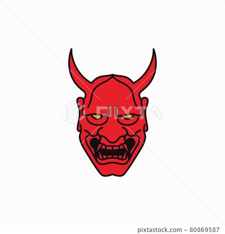 Japanese Demon Oni Mask Logo Design 80869587