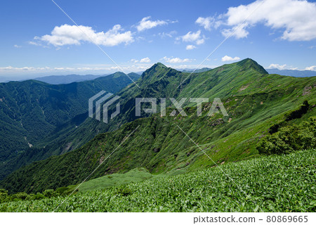 The head of the river shelf seen from Tanigawadake Tenjin Ridge in summer The head of the river shelf seen from Tanigawadake Tenjin Ridge in summer 80869665