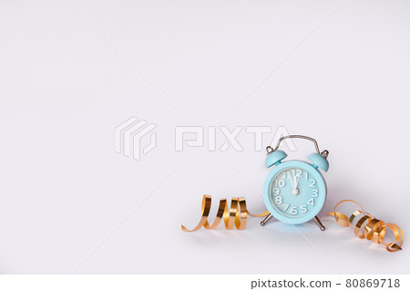 blue alarm clock on a white background.. mock up 80869718