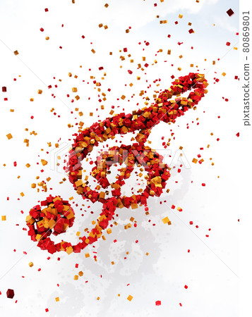 A collection of treble clef blocks, red, vertical to the right 80869801