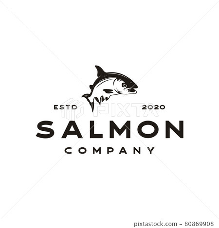 salmon fish seafood Silhouette logo design 80869908