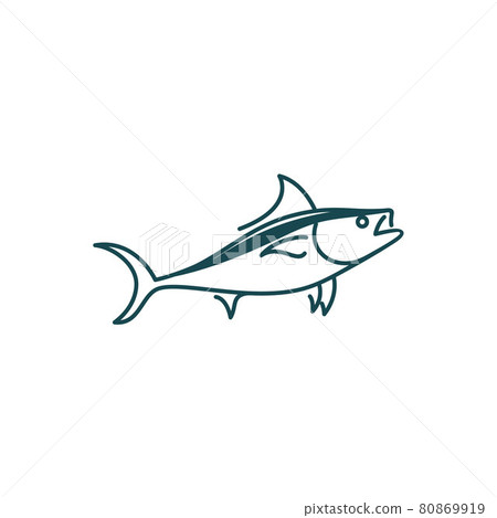 Line art tuna logo design vector Line art tuna logo design vector 80869919
