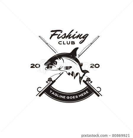 Vintage Angler Fishing Emblem Logo design vector 80869921
