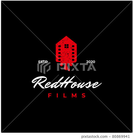 Vintage retro rustic House film production... - Stock Illustration ...