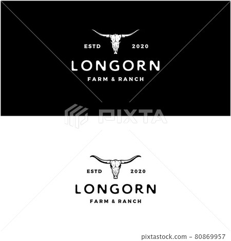 Texas Longhorn logo, Country Western Bull Cattle Vintage Retro Logo Design 80869957