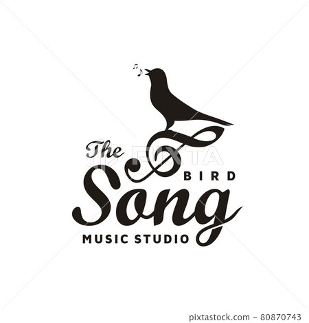 Vintage Singing Bird with Music Notes, Beautiful Melody with Music Notes for Song Vocal Logo Design Inspiration Vintage Singing Bird with Music Notes, Beautiful Melody with Music Notes for Song Vocal Logo Design Inspiration 80870743