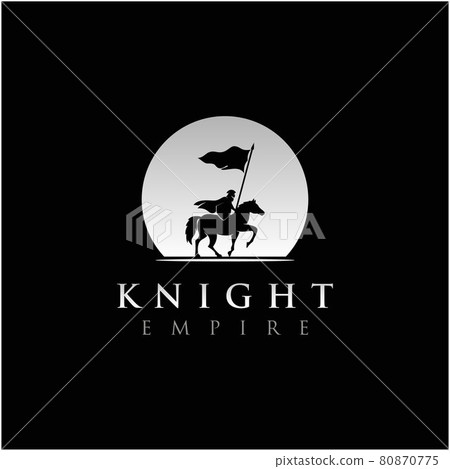 Horseback Knight Silhouette logo, Horse Warrior Paladin Medieval logo design illustration 80870775