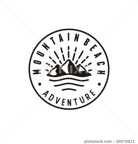 Mountain logo, Sun and Sea for Hipster Adventure Traveling Emblem Logo design 80870821