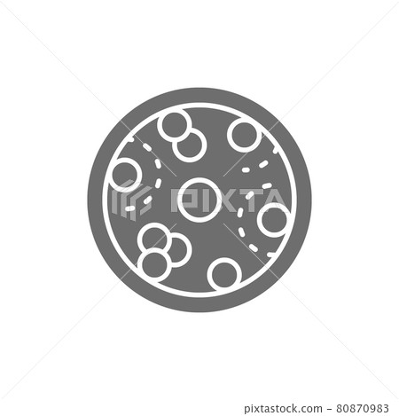 Leukemia, blood cells with cancer virus, oncology grey icon. Leukemia, blood cells with cancer virus, oncology grey icon. 80870983