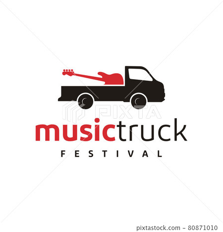 Truck and guitar bass logo design 80871010