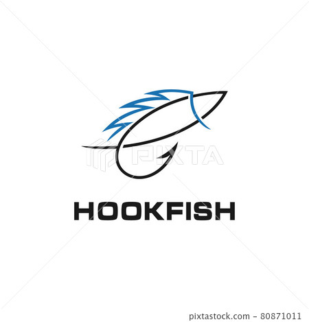 Fish with Hook Fishing Angler logo design 80871011