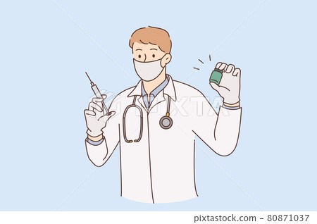 Vaccination, doctor and medicine concept Vaccination, doctor and medicine concept 80871037