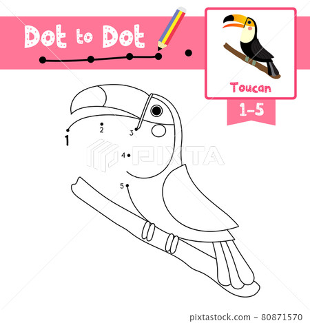 Dot to dot educational game and Coloring book Toucan bird animal cartoon character vector illustration Dot to dot educational game and Coloring book Toucan bird animal cartoon character vector illustration 80871570