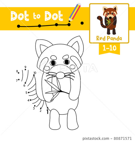 Dot to dot educational game and Coloring book Standing Red Panda animal cartoon character vector illustration Dot to dot educational game and Coloring book Standing Red Panda animal cartoon character vector illustration 80871571