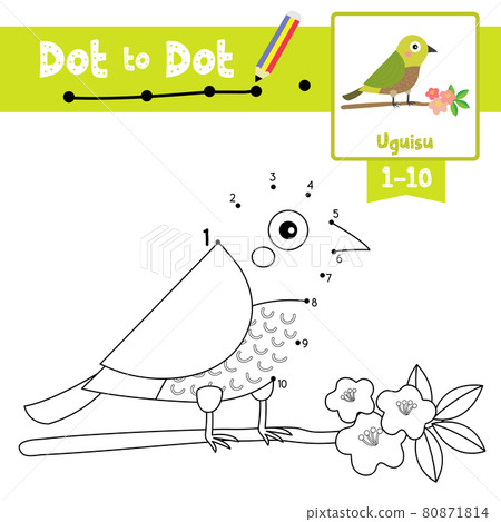 Dot to dot educational game and Coloring book Uguisu bird perching branch animal cartoon character vector illustration Dot to dot educational game and Coloring book Uguisu bird perching branch animal cartoon character vector illustration 80871814