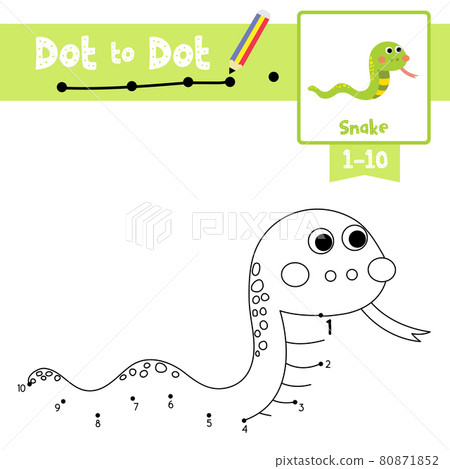 Dot to dot educational game and Coloring book Green Snake animal cartoon character vector illustration Dot to dot educational game and Coloring book Green Snake animal cartoon character vector illustration 80871852